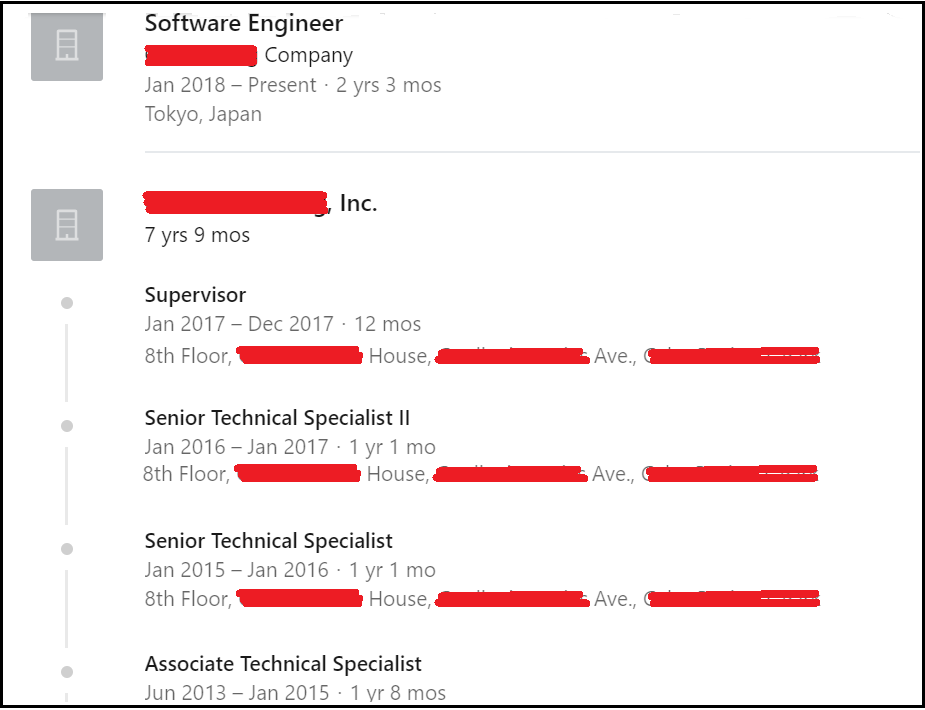 Example of the tip about avoiding very generic titles and experience summary.