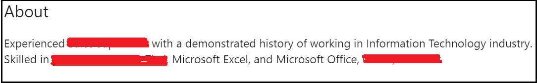 Third example of a LinkedIn tech profile