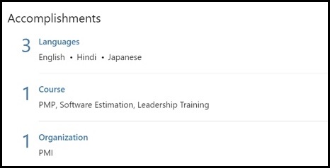 Example of listing all your accomplishments on your profile.